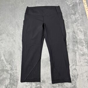 Lululemon‎ Womens Crop Sheer Panel Leggings 19.5" Size 6 Yoga Running Outdoor